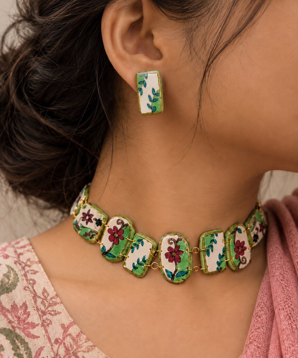Porcelain bloom - jewelry set