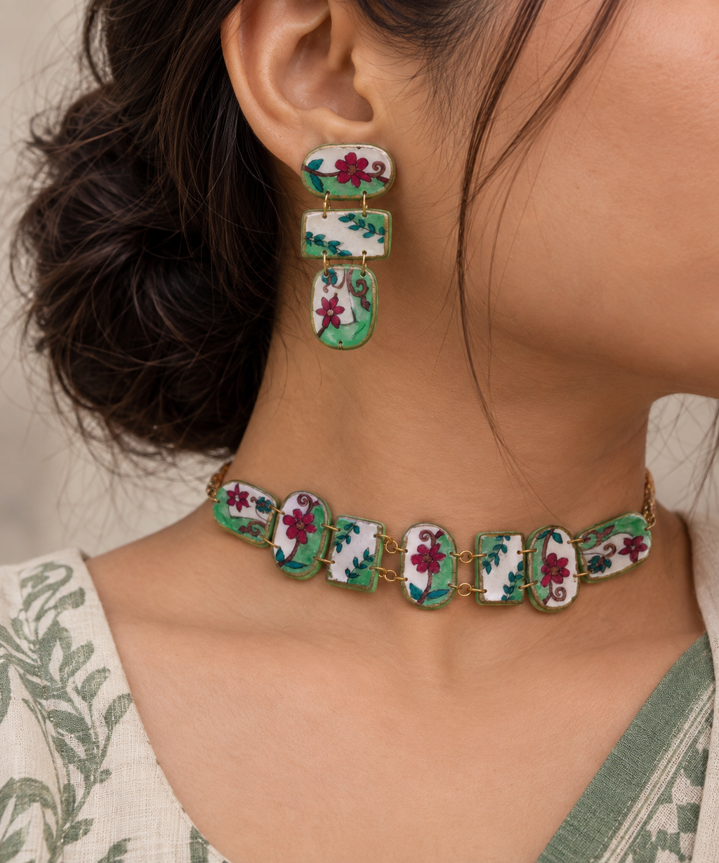 Porcelain bloom - jewelry set