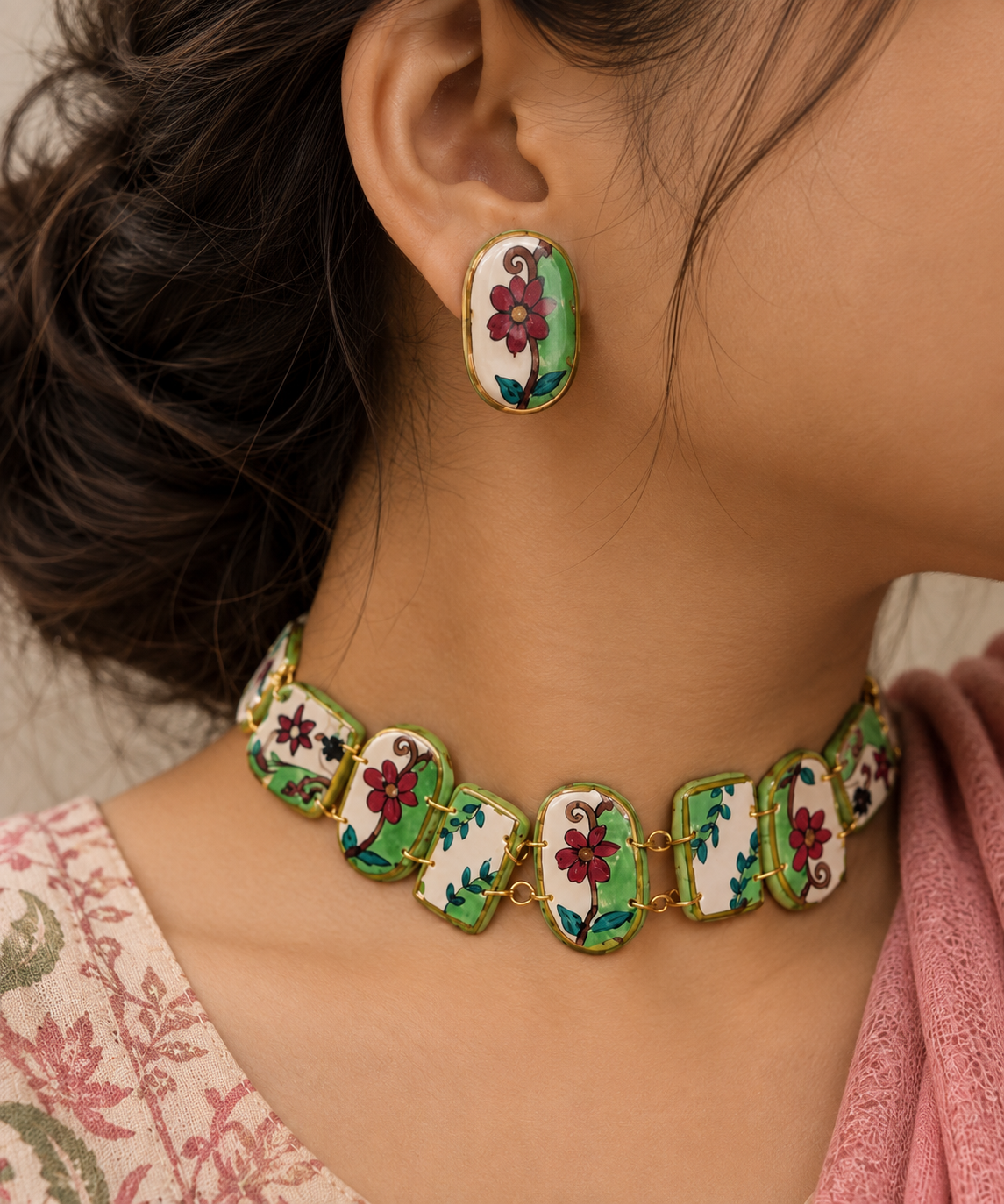 Porcelain bloom - jewelry set