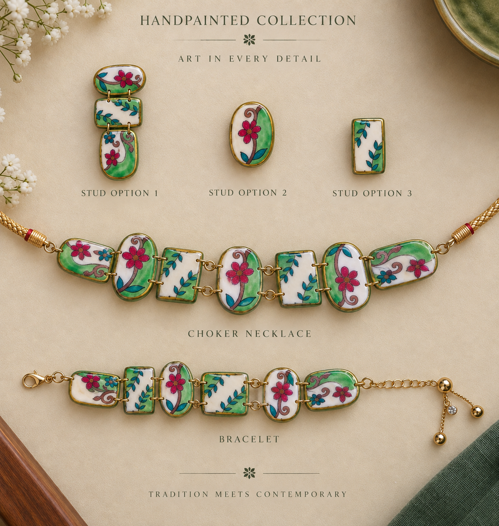 Porcelain bloom - jewelry set