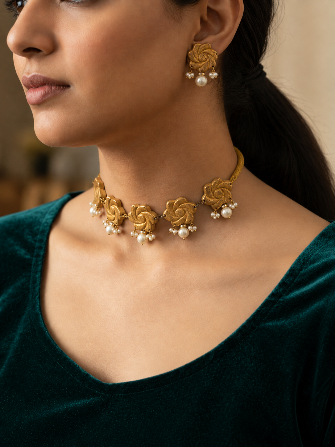 Pearl Flowers - jewellery set